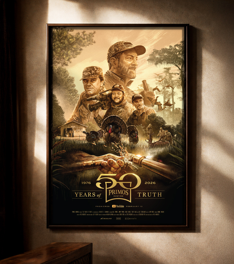 Primos — 50 Years of Truth Film Identity art direction brand identity campaign design entertainment design film graphics hunting layout design poster design title design typography visual system