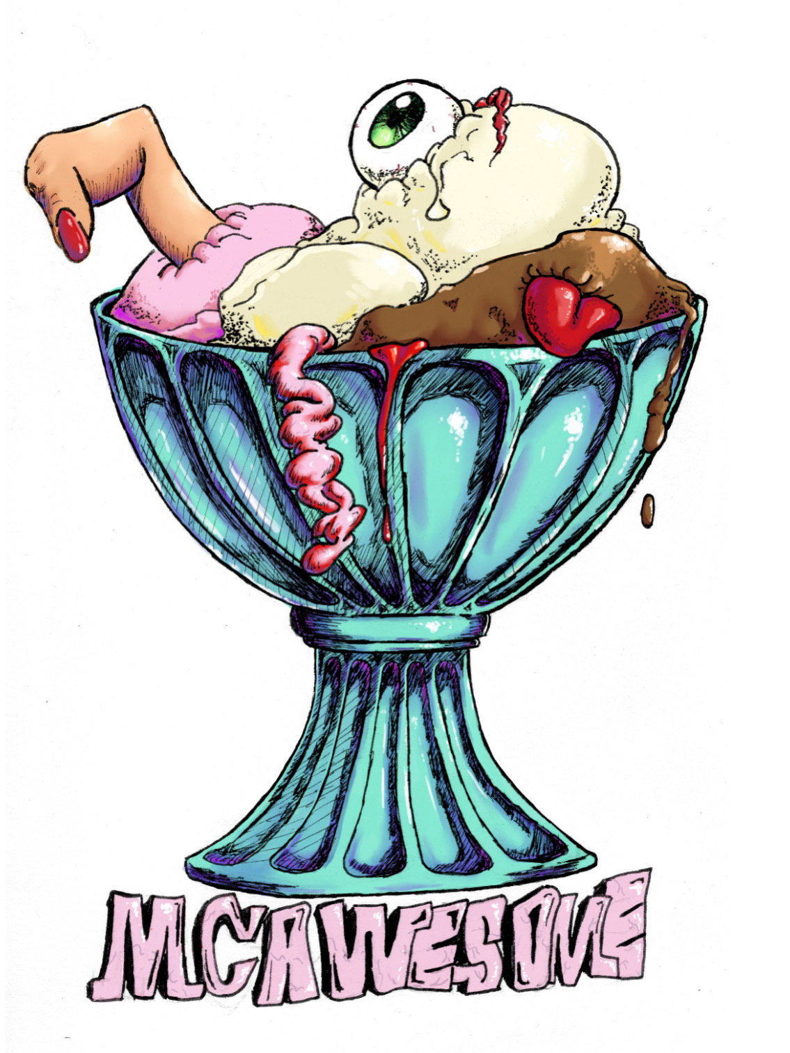 commissioned sticker design for the band McAwesome 2025