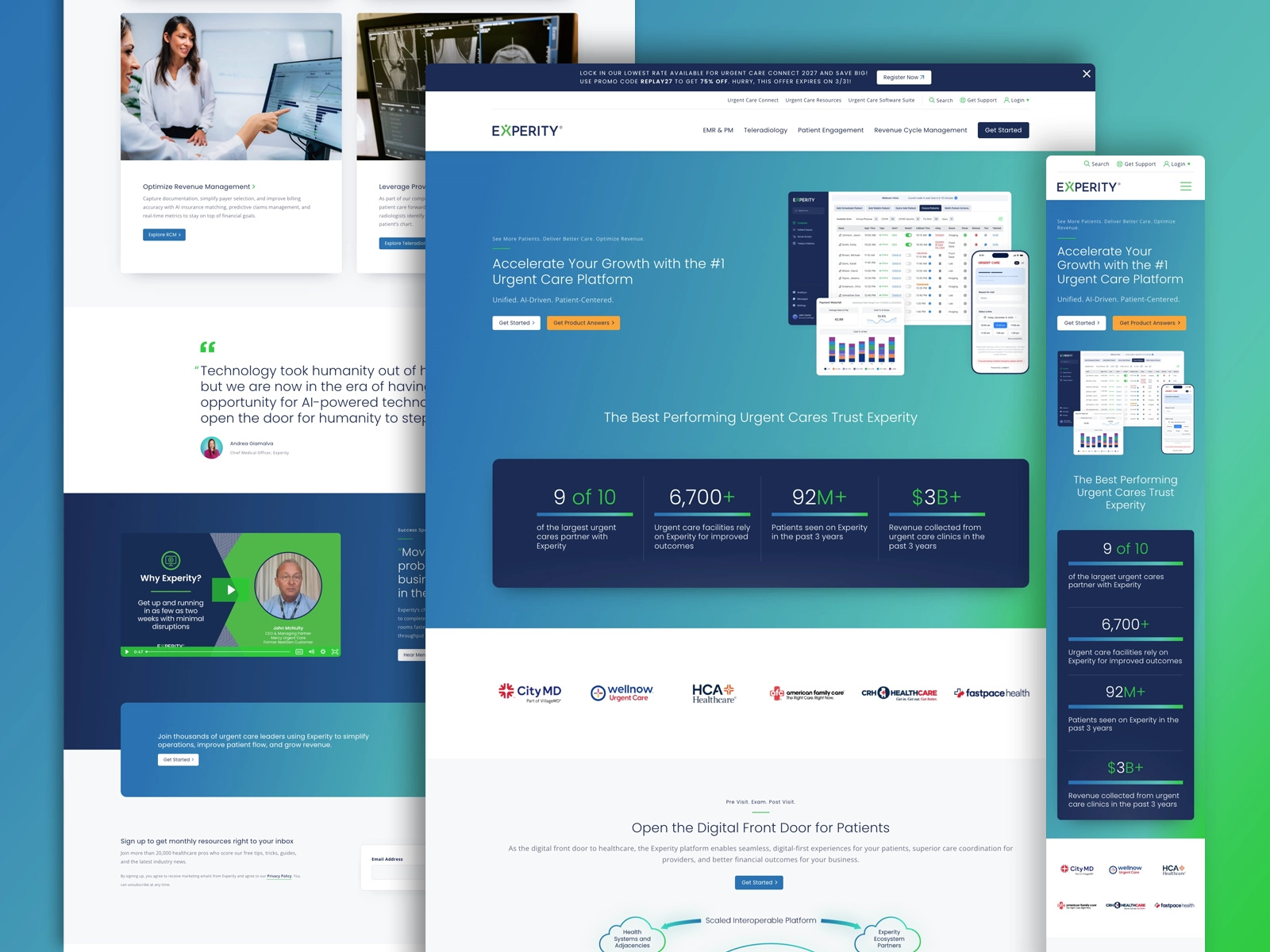 Example of Experity - Website Redesign, Homepage