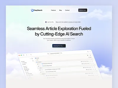 AI Search SaaS Landing Page – EasySearch Website UI aeo ai ai agent ai landing page ai search ai website aiui crm dashboard figma geo landing page no code landing page product design productdesign saas startup uiux webdesign webflow