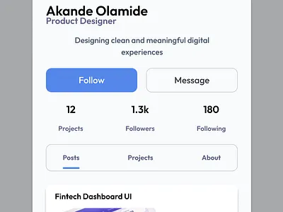 User Profile UI Concept design pro ui ux