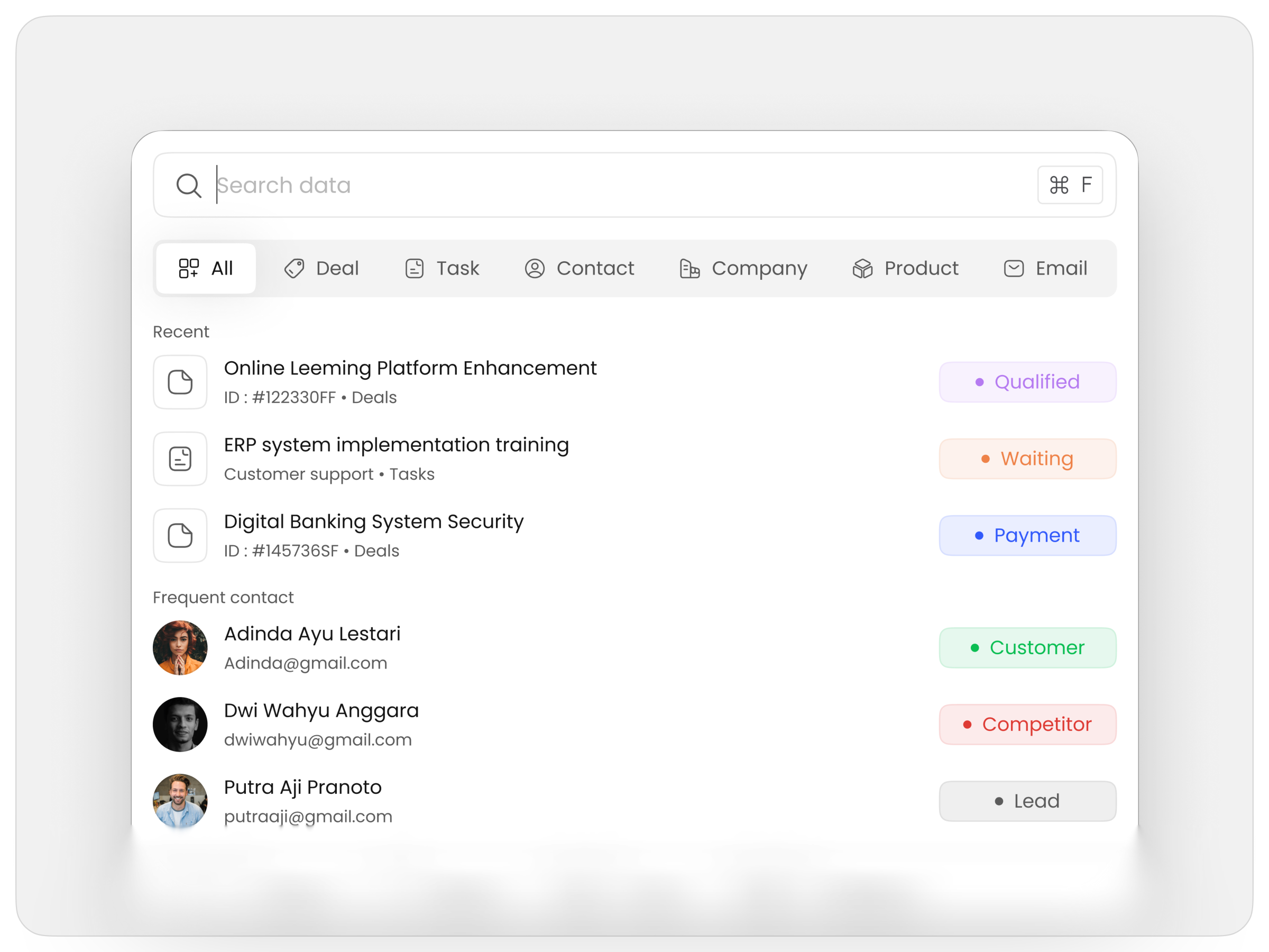 SaaS Quick Search UI command f interface microinteraction ui popup product quick search saas search modal ui ux web