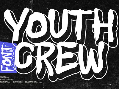 Youth Crew – Graffiti Street Font | Urban Typography branding display font font graffiti font graphic design poster design punk typography street font streetwear design typography urban typography