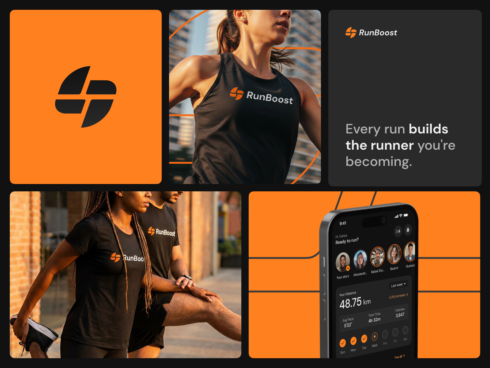RunBoost — Running App Design | UI Challenge 26 branding fitness logo run running ui