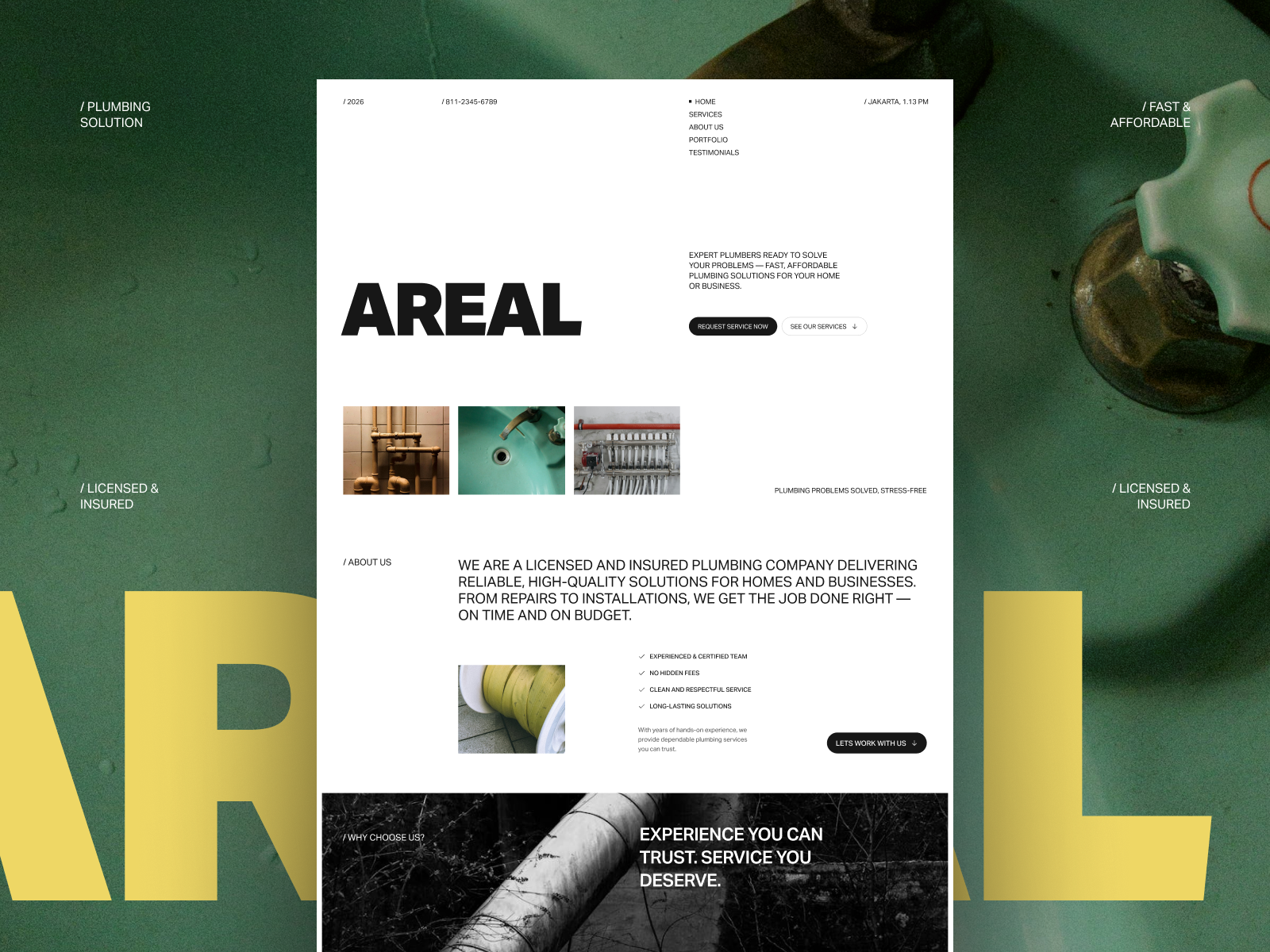 Areal® - Plumbing Service Website 10am space builders construction construction website contractor contractor website handyman home services homecare maintenance maintenance service plumber plumber landing plumbing plumbing website renovation repair repair service service landing trades