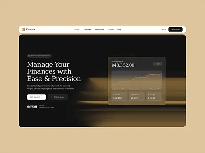 Premium FinTech SaaS Hero Section animation branding dashboard fintech gold graphic design hero section logo luxury premium product product design saas website