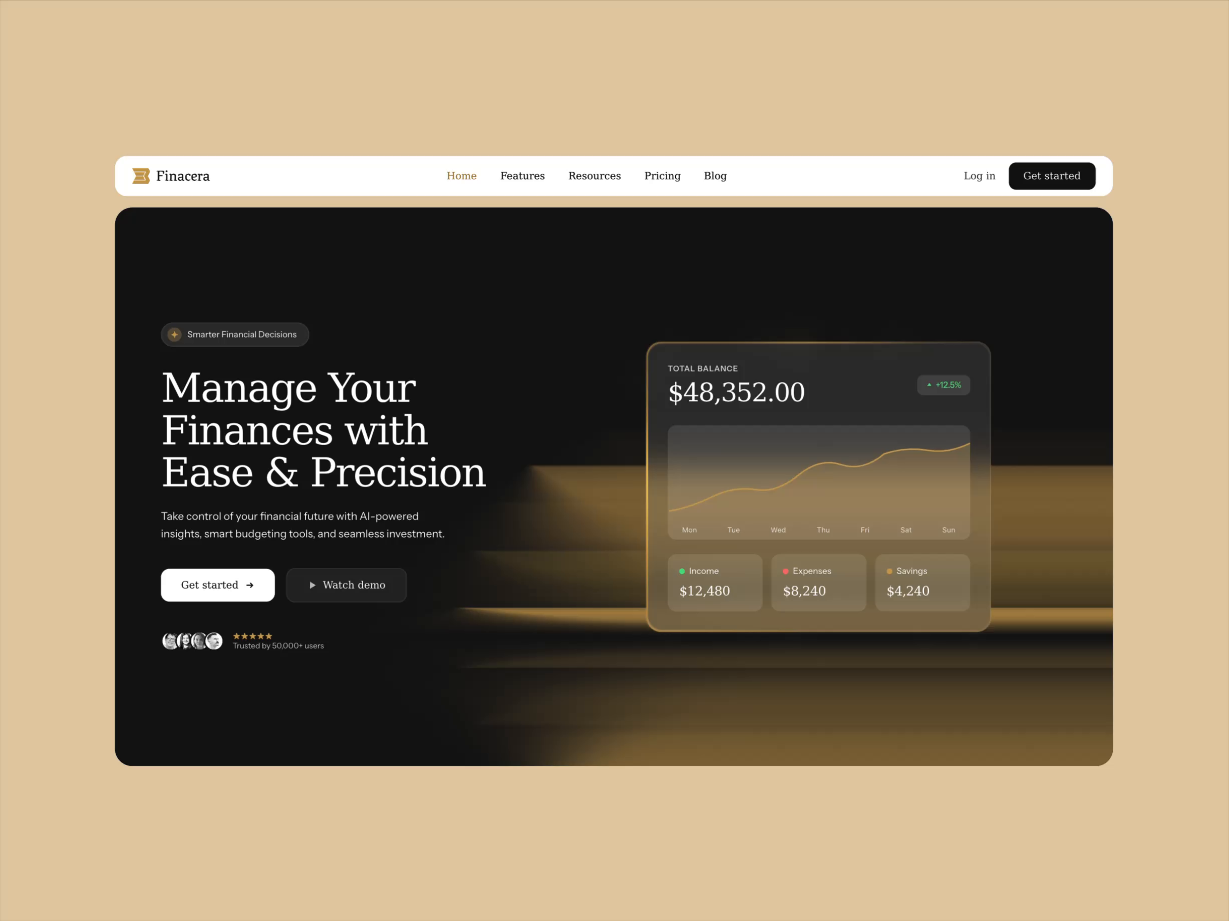 Example of Premium FinTech SaaS Hero Section