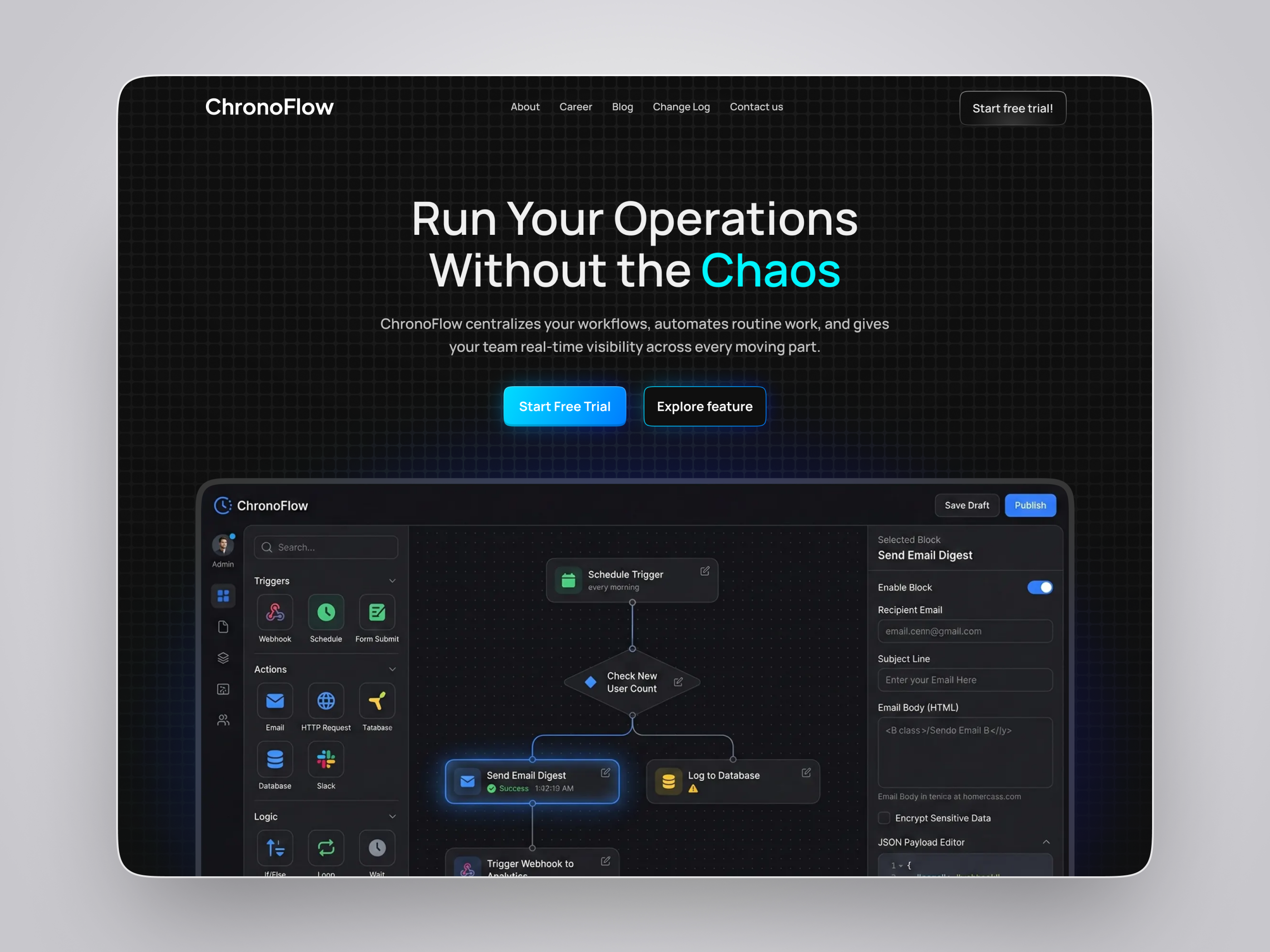 Workflow Automation SaaS Landing Page Design automation b2b dashboard design digital product interface design landing page design product design productivity tools saas saas landing page saas website startup ui design ux design web design workflow automation
