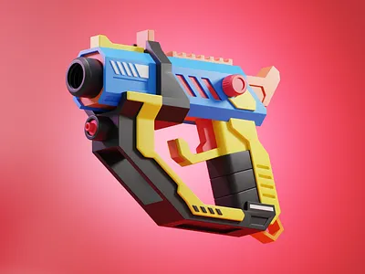 3D Blaster Gun 3d blaster cyberpunk fantasy futuristic game game asset gun handgun illustration laser military pistol raygun science fiction scifi sci‑fi technology toy weapon