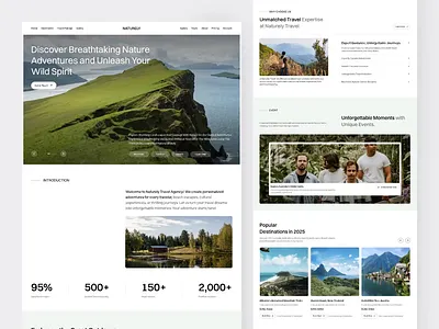 Naturely - Travel Landing Page Animation adventure agency animation destination hiking holiday landing page motion motion graphics mountain nature travel travel agency travel web traveling ui ux vacation web design website