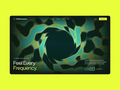Sound Production AI SaaS Hero Section ai branding festival motion motion graphics movement premium psy psychedelic saas sound spiral trippy typography ui ux vortex web design website design