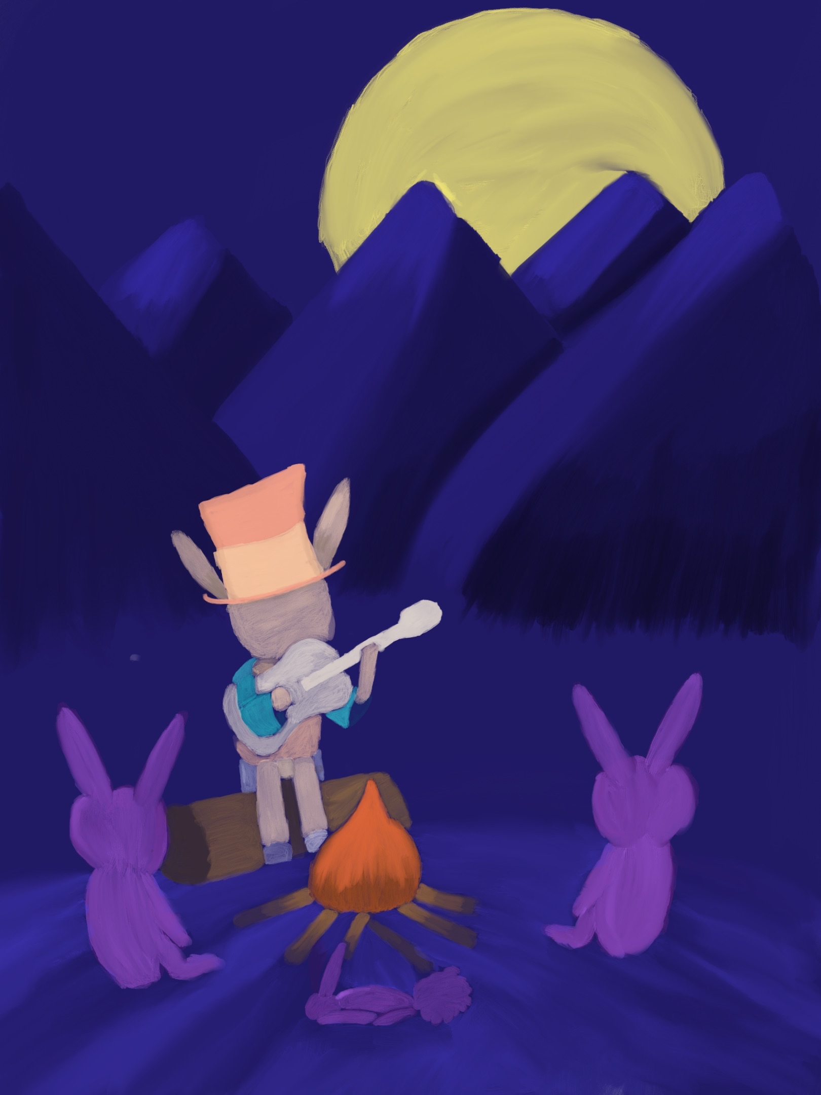 Campfire By The Mountains illustration