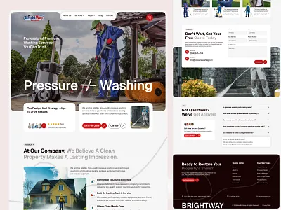 Pressure Washing Company Website Design branding cleaning powerwash design homeimprovement homepage homerepair housecleaning illustration landing landing page pressurewash pressurewashingcompany redesign website design roofcleaning ui uiux washing web design website wordpress website