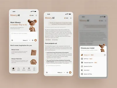 Mosey AI App Design 2026 ai ai agent ai chat app artificial intelligence design ui user interface ux