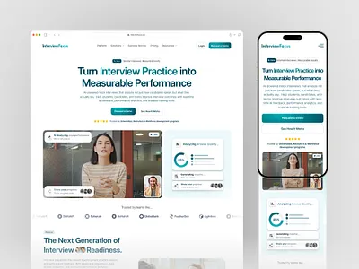 InterviewFocus – AI Interview Training SaaS Landing Page ai ai platform ai saas dashboard hilfal interface interface design landing page minimal ui modern ui product design saas saas design startup tech website ui design ux design visual web design website design