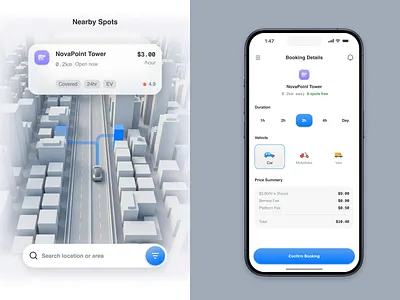 Parking Marketplace App app ui clean ui dashboard location map mobile app mobile ui parking parking app parking mobile app smart parking ui ui design uiux ux ux design