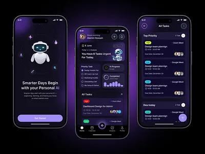 TaskFlow – Productivity Task Manager Mobile App UI Design app design dark mode ui figma design mobile app mobile app ui mobile ui design productivity app productivity dashboard project management task management app task manager task planner task tracking to do app to do list ui design