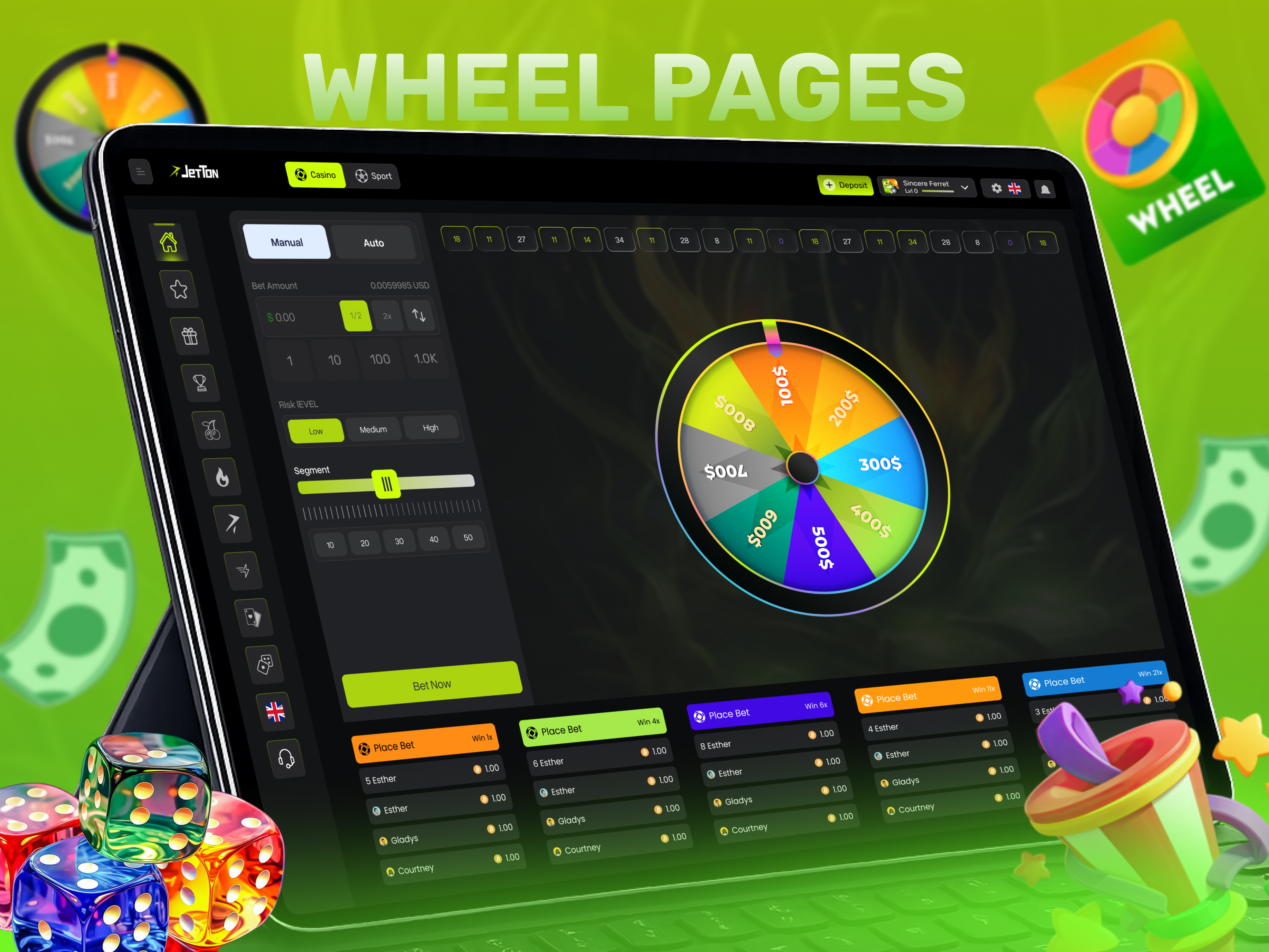 Example of Lucky Wheel Casino Interface Design