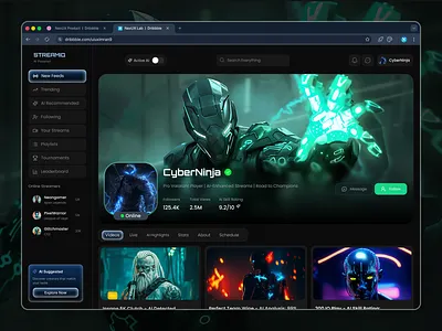 Game Stream Website Design dark mode design esport game game website product design stream ui design web