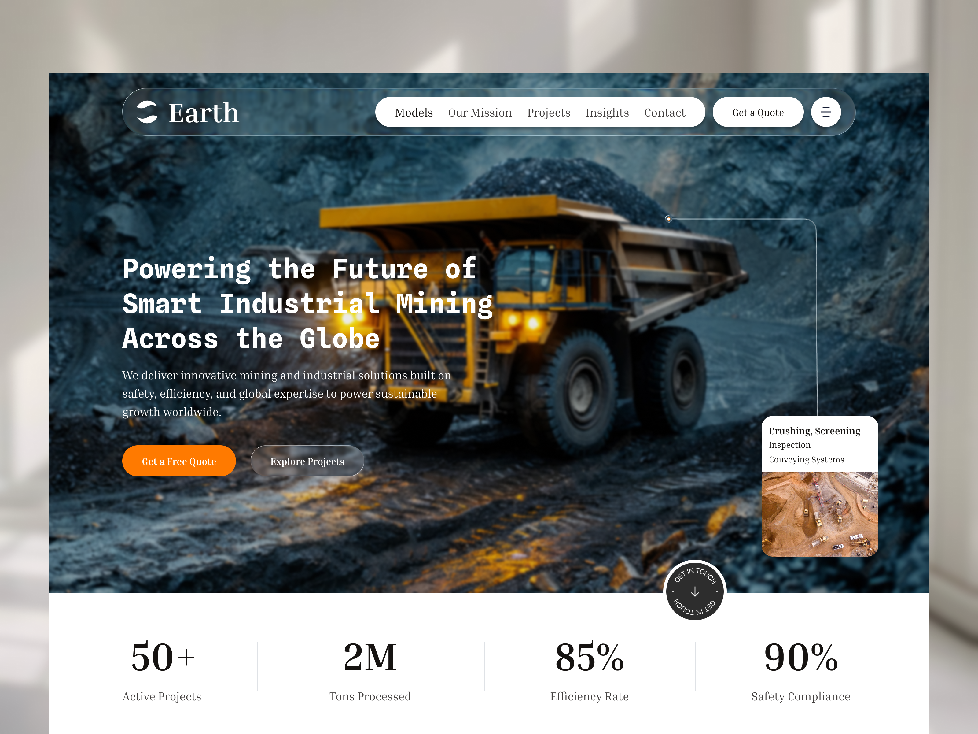 Earth – Smart Industrial Mining Website UI Design b2b website design business website design construction website corporate landing page corporate website ui dark theme website engineering website enterprise web design heavy industry design industrial branding industrial ui design industrial website design mining company mining website modern web design smart industry technology website web design website hero section