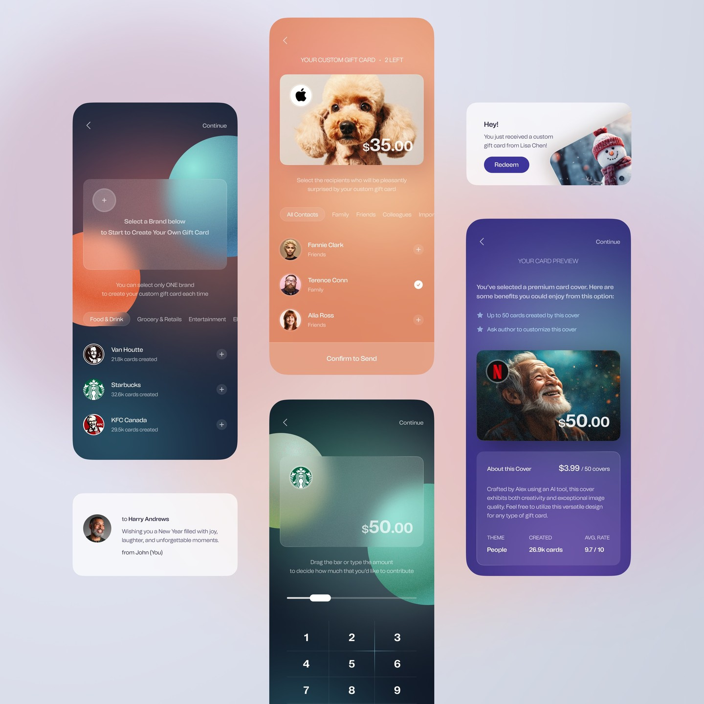 Gift Card App Ui animation appdesign appui appuiux branding design ui ux