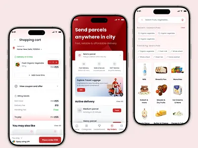 Delivery & Grocery Mobile App UI | Courier & Last Mile Delivery clean courierapp deliveryapp design figma groceryapp minimal mobileappdesign ui ux