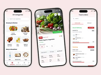 Grocery Delivery App UI/UX Design | Fresh Food Ordering app appuidesign checkoutflow clean deliveryapp design ecommerceapp figma fooddeliveryapp groceryapp minimal mobileappdesign productdesign ui ux