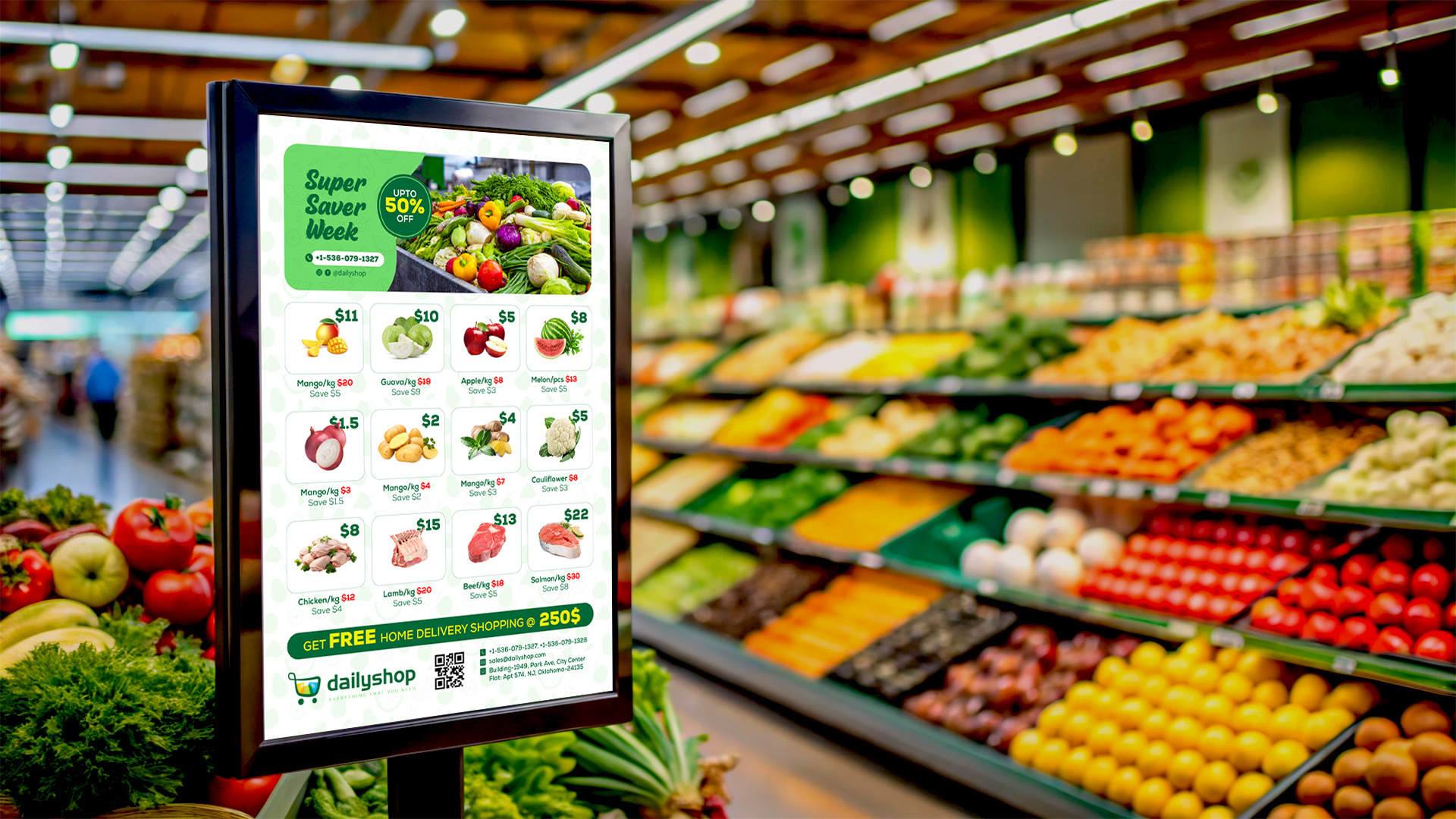 DailyShop Grocery Store Product Sale Flyer Design advertisement branding design discount dribbbledesign flyer design graphic design grocery grocery store illustration moderndesign printdesign product sale promotion design retail design sale flyer supermarket