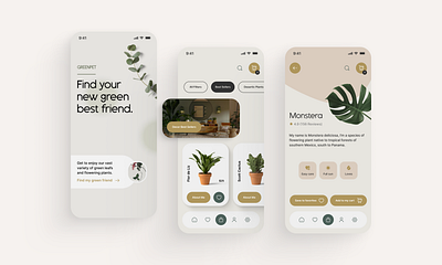 Greenpet - Plant Store App app design earthy fun minimal plant store plants simple ui ux visual design