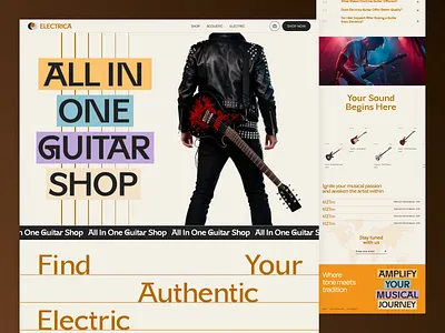Electrica | E-commerce Guitar Shop UI/UX Design brand identity ecommerce shop ecommerce website figma design graphic design guitar guitar shop modern ui music store pixxen product design ux design web design