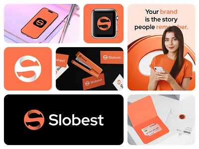 Slobest Logo design S letter + Globe 3d brand guideline brand identity branding color globe gradient lettermark logodesign minimalist modern n letter orange orbit s letter wordmark world z letter