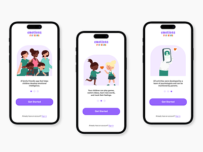 Onboarding - App for Kids | UX/UI Design app colors contrasting design emotions empathy kids mobile app ui user interface user research ux