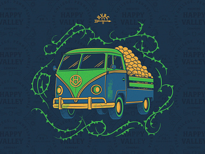 Tailgatin' beer branding brewery bus car citrus farm filigree happyvalley hops illustration lockup orange packaging pennsylvania tangerine truck volkswagen