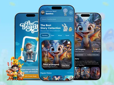 Kids Story App app design app ui ux bedtime stories app childrens app childrens illustration figma kids app kids ios app mobile design story app story app ui storytelling app ui design user interface ux design