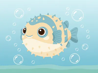 Mascot Design: The Bubbling Pufferfish Illustration adventure aquatic blowfish environment illustration minimalism pufferfish sea life underwater vector illustration web
