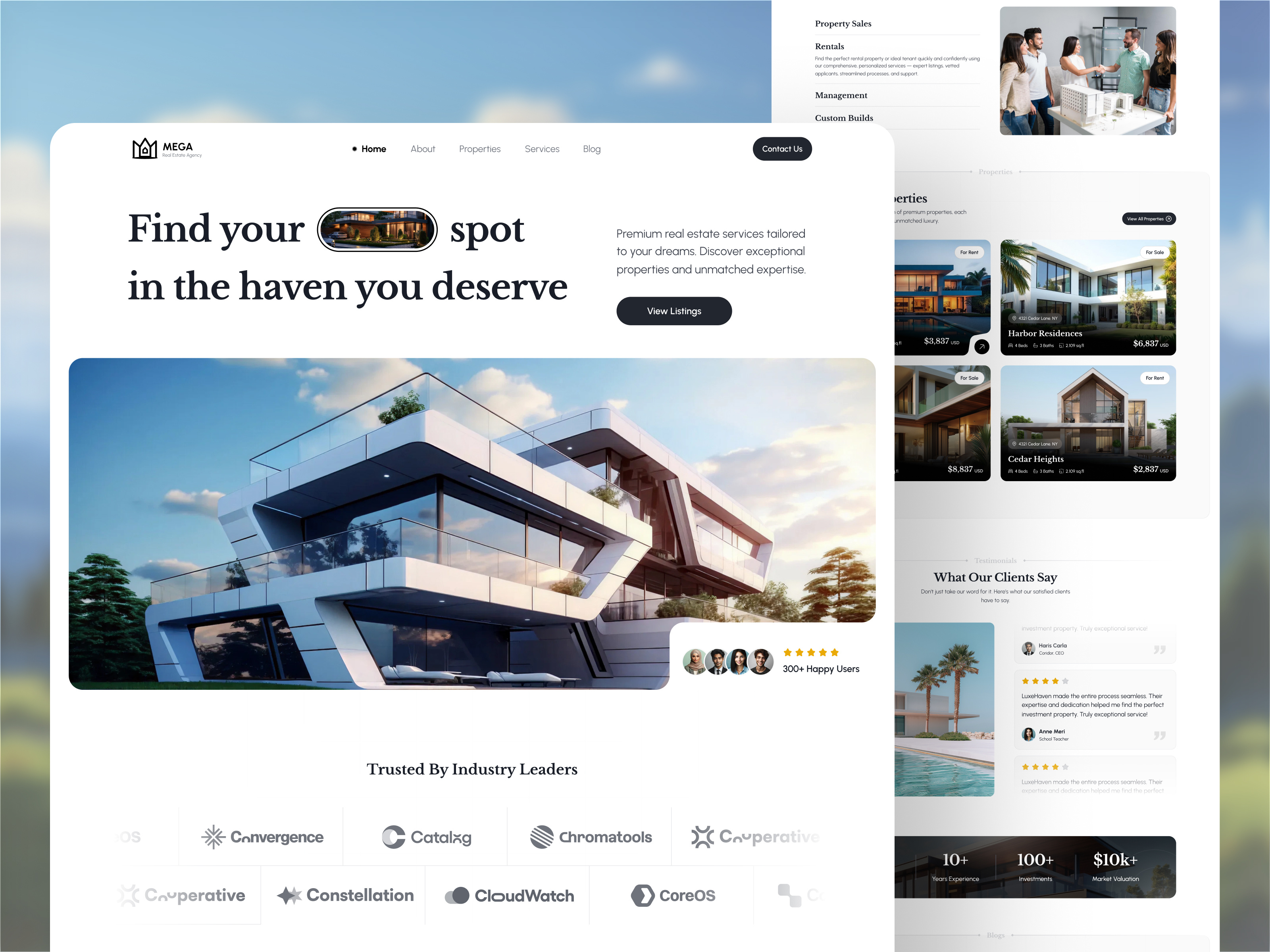 Luxury Real Estate Agency Landing Page Design 3d branding graphic design hero section logo luxury real estate minimal ui modern architecture motion graphics property agency property listings real estate agency website real estate landing page real estate website responsive web ui ui design ux design web design