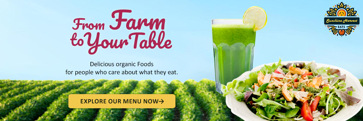 Website banner design for Sunshine Harvest Eats graphic design landing page web banner