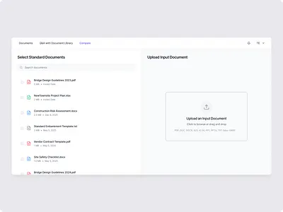 Enterprise AI Document Q&A Platform – Document Comparison ai dashboard document management enterprise software product design saas ui ux design web app