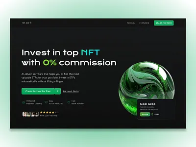 The Future of Digital Investment — NFT UI Design bitcoin blockchain crypto art crypto wall cryptocurrency currency ethereum homepage landing landingpage nft app nft art nft landing page nft website rarible ui design ui website wallet webdesign website