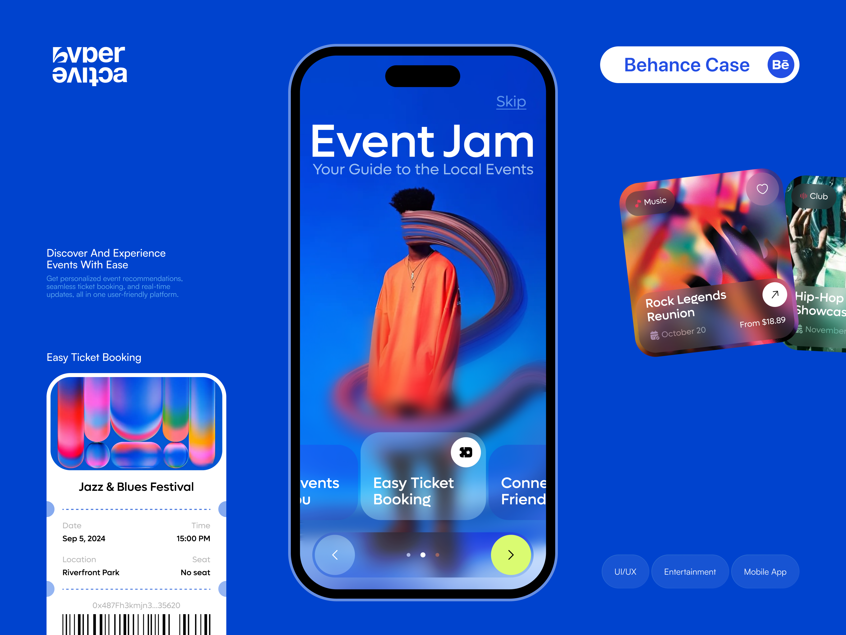 🎫 Mobile design for event platform | Hyperactive app design booking clean ui concept design entertainment event festival hyperactive mobile mobile design personalization product design ticket ui ux