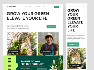 Plantarian - Gardening Shop company website e commerce ecommerce online flower garden gardener greenhouse interface landing page nature online shopping plant plant care plant shop store user experience web design website