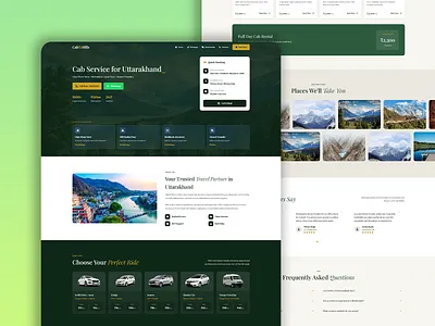 CabToHills - Cab Service for Uttarakhand booking cab service clean design faq green india light theme modern design nature php responsive design testimonials tourism travel ui design uttarakhand ux design vite web design website