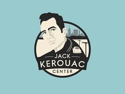 Logo for the Jack Kerouac Center • Lowell, MA badge logo branding design illustration logo typography vector