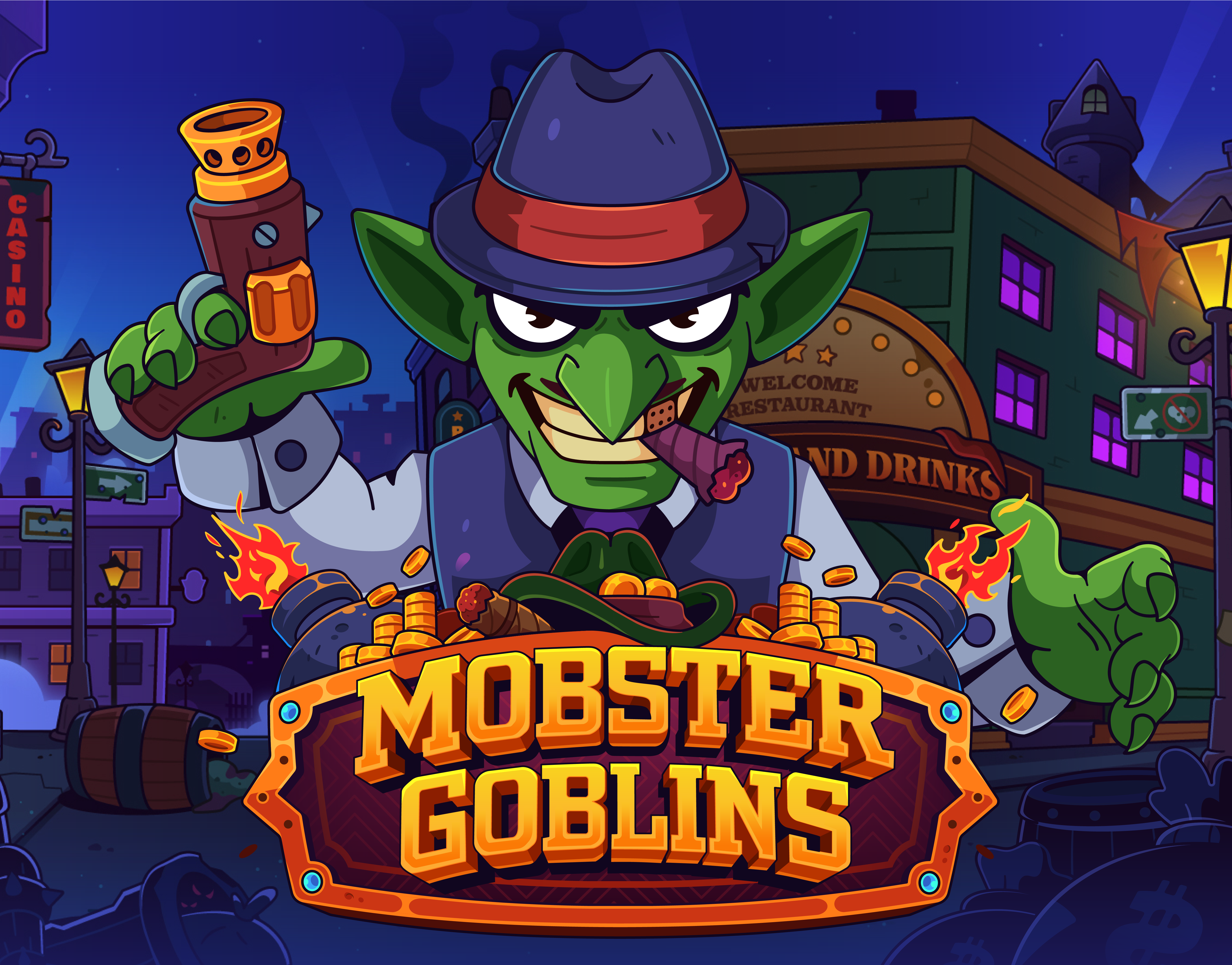 Slot Game Key Art for iGaming | Mobster Goblins 2d art cartoon art casino casino game character design concept art digital illustration gambling game art game asset game iilustration game ui gamedev igaming illustration slot slot game slot game design slot machine slot online