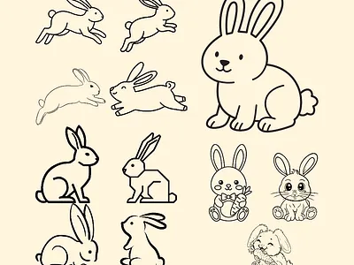 Bubble rabbit emoji line banner business logo design graphic design illustration poster sticker
