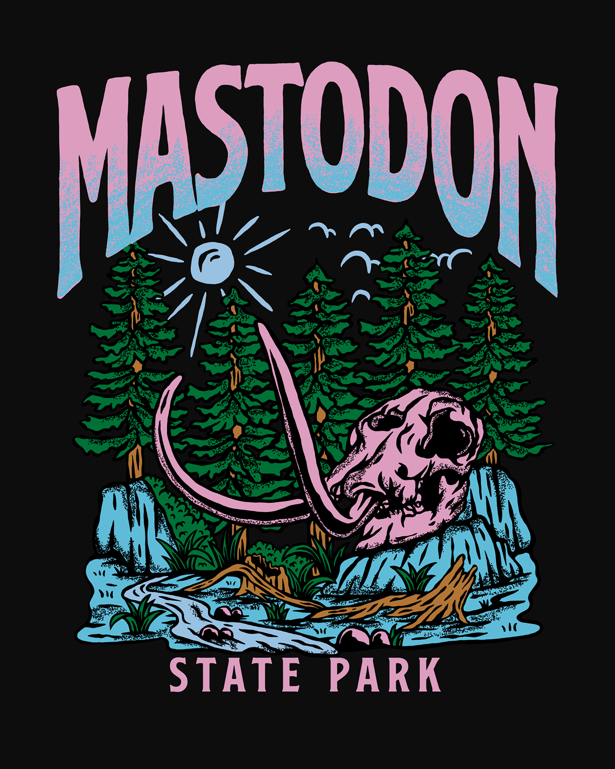 MASTODON apparel branding clothing digital art drawing graphic design illustration merchandise outdoor park tshirt typograph vintage