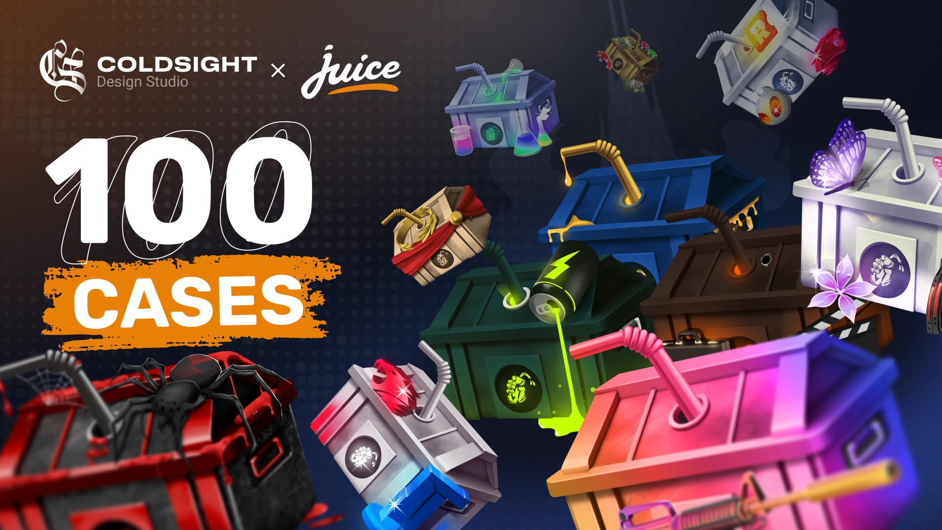 100 CASES FOR juice.gg cases cs2 design gambling gambling cases gaming graphic design