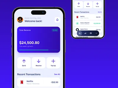 Modern Fintech App Dashboard — Clean & Minimal UI design figma fintech mobile ui