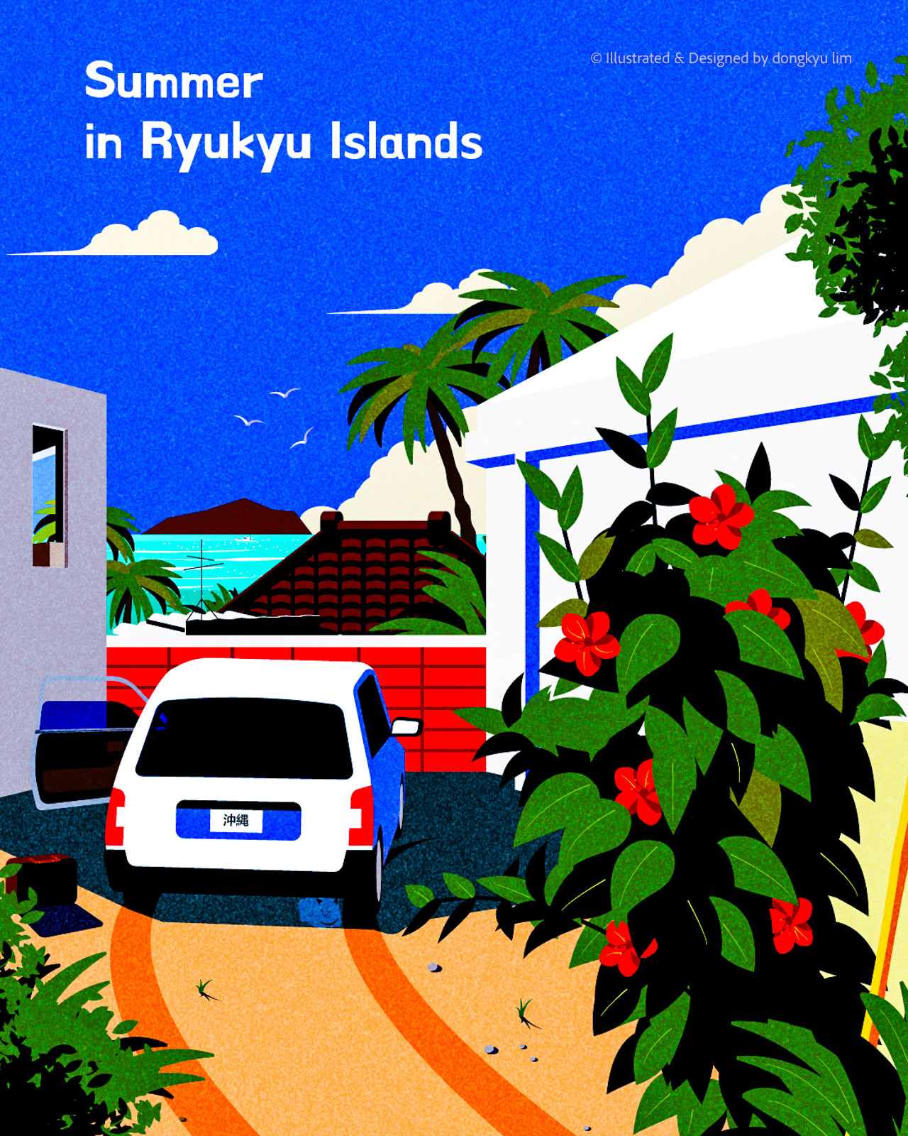 Summer in Ryukyu Islands illustration spot illustration summer travel tropical vacation