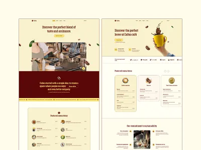 Cafe & Ecommerce Website cafe ecommerce figma food landing page menu ui design warm design web design webflow